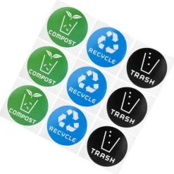 60 stk./sæt runde genbrugsaffaldskompostklistermærker til skraldespande, affaldsbeholdere, genbrugsbeholdere Sale