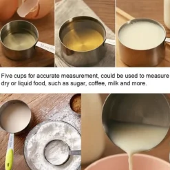 5 stk/sæt rustfri stål målebægre sæt sukker kaffe mælk køkkengadget bageværktøj Outlet