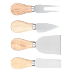 4 stk./sæt rustfri stål osteknive træhåndtag osteskærerkniv skæresæt køkkenværktøj Online