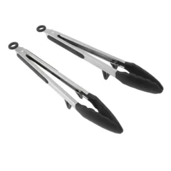 Køkkentænger>12 tommer køkkentang i rustfrit stål med silikonespids til grillning (2 stk)