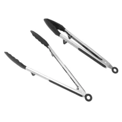 Køkkentænger>12 tommer køkkentang i rustfrit stål med silikonespids til grillning (2 stk)