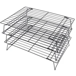 Afkølingsriste>13 tums järnstativ 3 lager non-stick kylställ för matlagning bakning av kaka kex