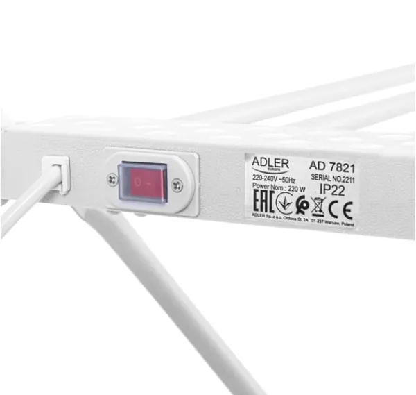 Vasketøjsudstyr>Adler, sammenfoldeligt elektrisk tørrestativ til tøj, AD 7821