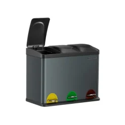 Affaldsbeholder 3 x 15 liter med låg og inderspand røg grå-sort Online