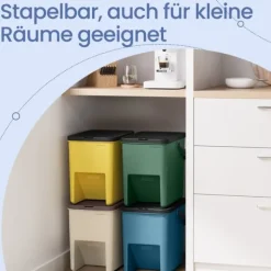 Affaldsbeholdersæt på 4 – 20 liter – gul, blå, beige, grøn Hot