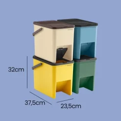 Affaldsbeholdersæt på 4 – 20 liter – gul, blå, beige, grøn Hot