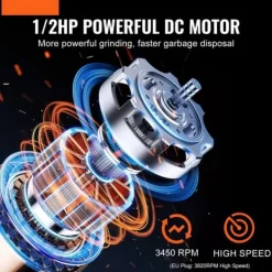 Affaldsbortskaffelse 1/2 HK, Kontinuerlig madaffaldsafvisning, 3820 RPM, EZ Connect, effektiv og nem installation. Discount