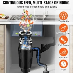 Affaldsbortskaffelse 1/2 HK, Kontinuerlig madaffaldsafvisning, 3820 RPM, EZ Connect, effektiv og nem installation. Discount