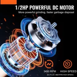 Affaldskværne>Affaldsbortskaffelse 1/2 HK, Kontinuerlig madaffaldshåndtering, 3820 RPM, 3-bolt, effektiv og pålidelig affaldsløsning.