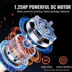 Affaldsbortskaffelse 1,25 HK, Kontinuerlig madaffaldsartikel, 4060 RPM, EZ Connect, Effektiv og hurtig bortskaffelse. Online