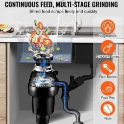 Affaldsbortskaffelse 3/4 HP, Kontinuerlig madaffaldsdispenser, 3930 RPM, EZ Connect, kraftfuld, effektiv og nem installation Discount