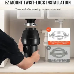 Affaldsbortskaffelse 3/4 HP, Kontinuerlig madaffaldsdispenser, 3930 RPM, EZ Connect, kraftfuld, effektiv og nem installation Discount