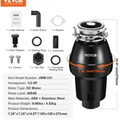 Affaldskværn, 18.5x18.5x37 cm, rustfrit stål Sale