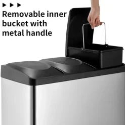 Affaldssortering Skraldespand - Pedalspand - 3 rum - 3 x 6 L - Rektangulær - Metal - Til køkken Best