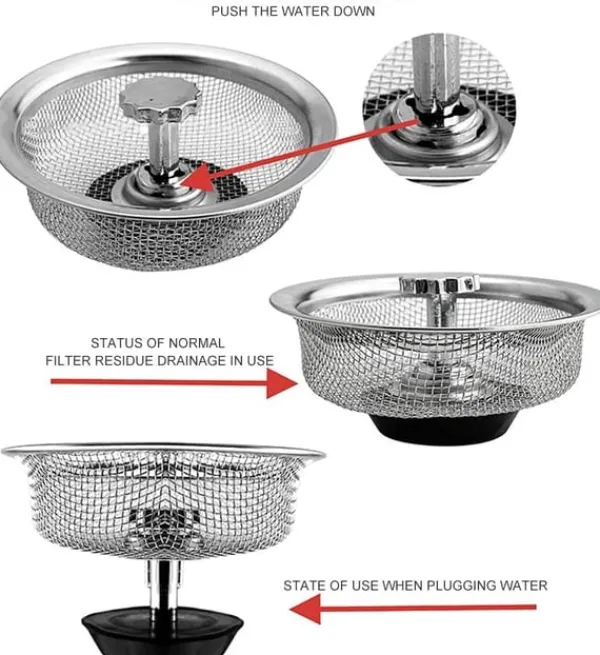 Afløbssi - si med prop og håndtag til vask rustfrit stål Sølv 1-pack Clearance