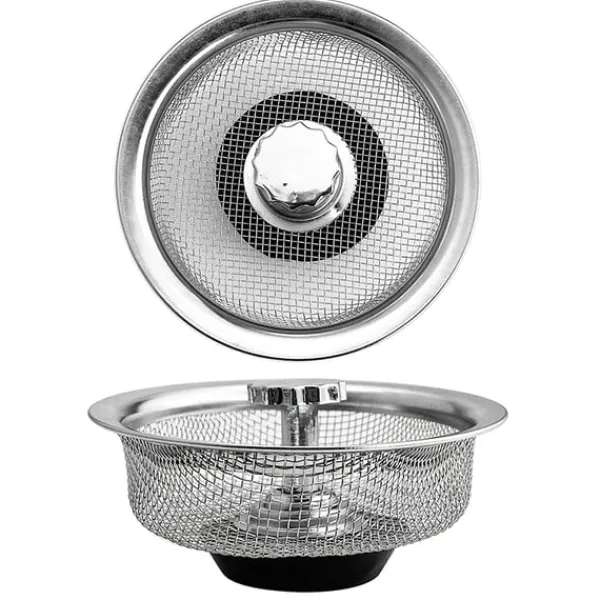 Afløbssi - si med prop og håndtag til vask rustfrit stål Sølv 1-pack Clearance