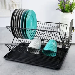 Afløbsskål til tallerkener, bestik, tallerkener, to niveauer, to-lags, stående Online