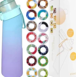 Air-Up Luftvandsflaske 650ml – 7 smagskapsler | Sukkerfri & Aromatisk | Gradient blå med Suptube