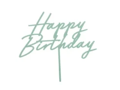 Akryl kagetopper med fødselsdagsmotiv, grøn, 16,5 cm Hot