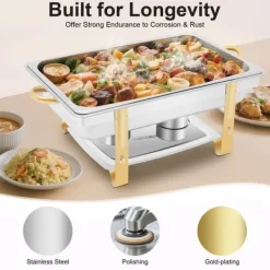 Alt-i-én Buffet Chafing Dish - Madvarmer - Rustfrit Stål - Låg - Justerbar Varmekontrol - Sort New