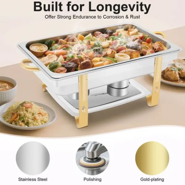 Alt-i-én Buffet Chafing Dish - Madvarmer - Rustfrit Stål - Låg - Justerbar Varmekontrol - Sort New