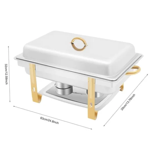 Alt-i-én Buffet Chafing Dish - Madvarmer - Rustfrit Stål - Låg - Justerbar Varmekontrol - Sort New