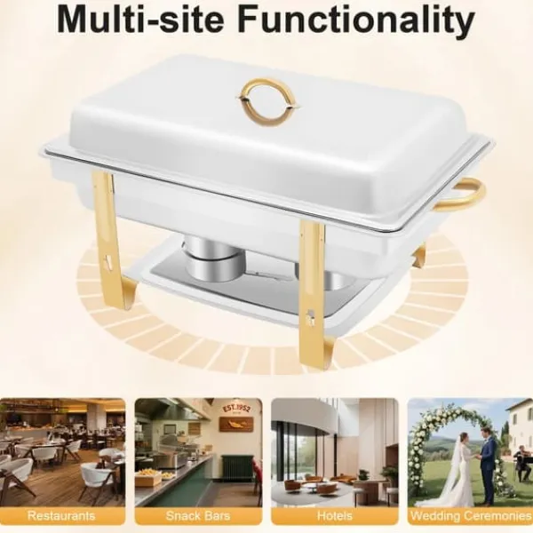 Alt-i-én Buffet Chafing Dish - Madvarmer - Rustfrit Stål - Låg - Justerbar Varmekontrol - Sort New