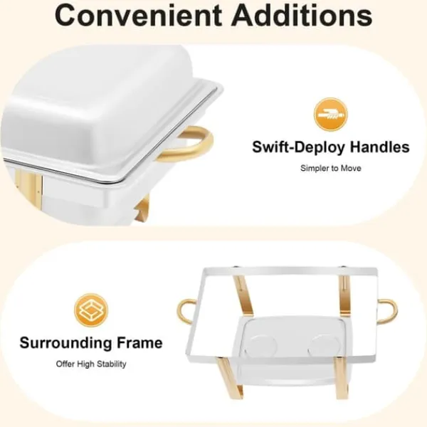 Alt-i-én Buffet Chafing Dish - Madvarmer - Rustfrit Stål - Låg - Justerbar Varmekontrol - Sort New