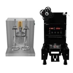 Automatisk Boba Cup Sealer 500W & Bubble Tea Shaker GRATIS filmæske 500-650 kopper i timen Plastpapir 90/95 mm Diameter rustfrit stål Sale