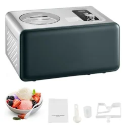 Automatisk Ismaskine, 1,5L Kompressor Model, Ingen Forfrysning, Elektrisk Sorbetmaskine, 3 Funktioner