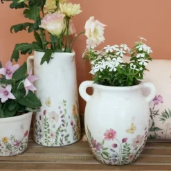 Chic Antique Kaffe- & Tekander>Avignon Kanna med blomstermotiv H25,5/Ø20,5 cm creme