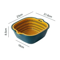 Avloppskorg dubbellager sidohandtag PP Snabbtömning Förtjockad tvättkorg för kök gul och blå Best