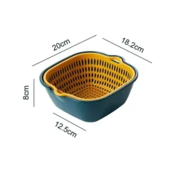 Avloppskorg dubbellager sidohandtag PP Snabbtömning Förtjockad tvättkorg för kök gul och blå Best