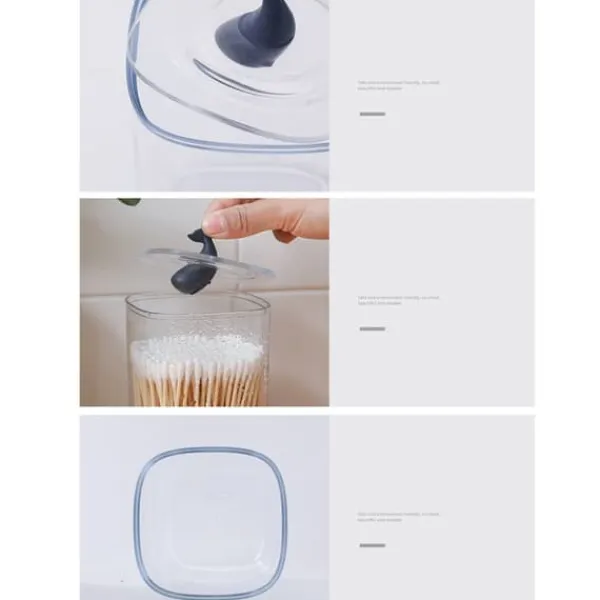 Tefiltre>Badrumsbehållare Multifunktionstransparenta bomullspinnar Förvaringsbehållare med lock för hemval