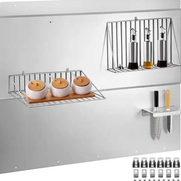 Bagplade til emhætte 36 x 33,9 tommer i rustfrit stål med hylde. Hold din køkkenvæg pæn med denne stilfulde stænkplade. New