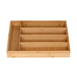 Opbevaringssystem Til Køkkenskuffer>Bambus bestikbakke – 5 rum, passer til standardskuffer