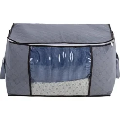 Opbevaringsposer Til Hjemmet>bambus opbevaringstaske i kulfiber med lynlås, stor, holdbar, foldbar, til tøj/quilt