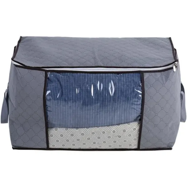 Opbevaringsposer Til Hjemmet>bambus opbevaringstaske i kulfiber med lynlås, stor, holdbar, foldbar, til tøj/quilt