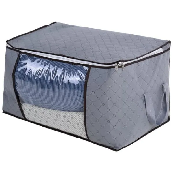 Opbevaringsposer Til Hjemmet>bambus opbevaringstaske i kulfiber med lynlås, stor, holdbar, foldbar, til tøj/quilt