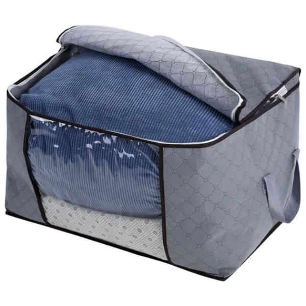 Opbevaringsposer Til Hjemmet>bambus opbevaringstaske i kulfiber med lynlås, stor, holdbar, foldbar, til tøj/quilt