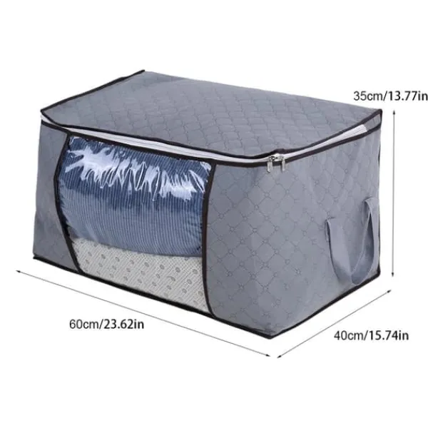 Opbevaringsposer Til Hjemmet>bambus opbevaringstaske i kulfiber med lynlås, stor, holdbar, foldbar, til tøj/quilt