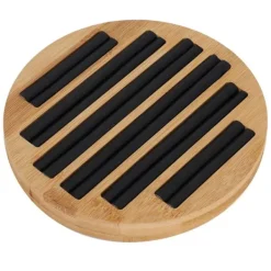 Bambus runde ringe holder bakke viser plade smykker organizer display til butik butik