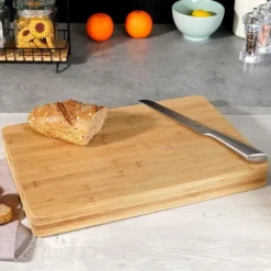 Skærebrætter>Bambus Skærebræt, Holdbart Materiale, Alsidig Brug,Brun