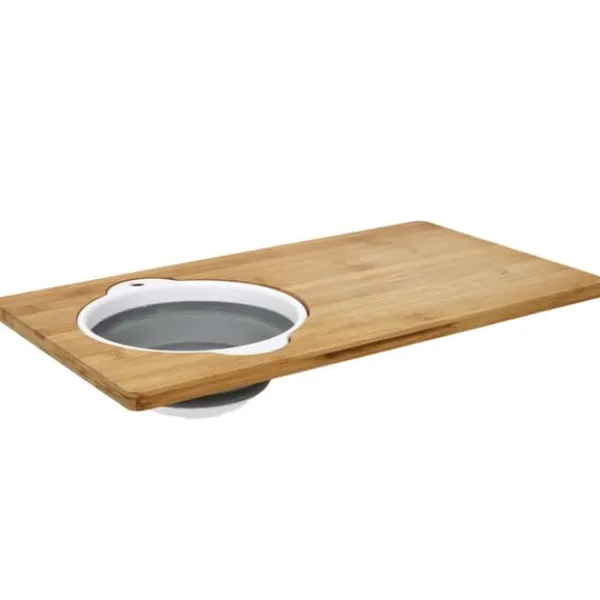 Skærebrætter>Bambus skærebræt med foldbar si 49,5x28 cm