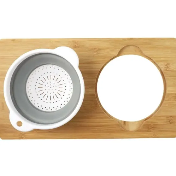 Skærebrætter>Bambus skærebræt med foldbar si 49,5x28 cm