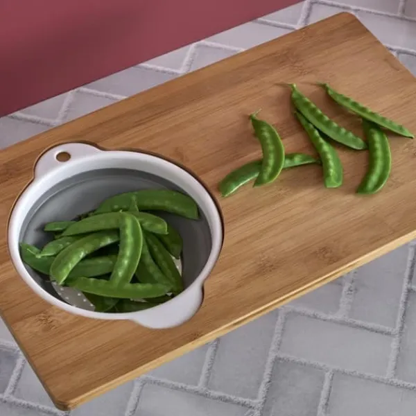 Skærebrætter>Bambus skærebræt med foldbar si 49,5x28 cm