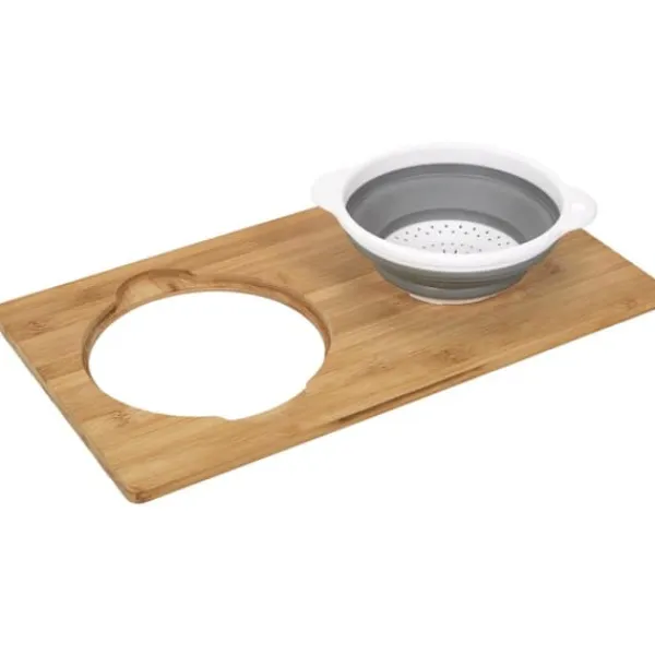 Skærebrætter>Bambus skærebræt med foldbar si 49,5x28 cm