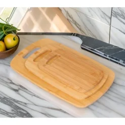 Bambus skærebrætsæt, 3 dele, let at rengøre