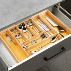 Bambusindsats til bestik, skuffebestik, udtrækkelig, justerbar XXL Online
