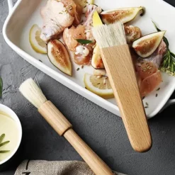 BBQ pensler - sæt med 2, træhåndtag, til olie, sauce, grill, bagning, kager Discount